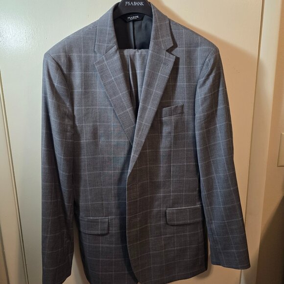 Joseph A. Bank 43R gray 100% wool suit and pants - Picture 1 of 12
